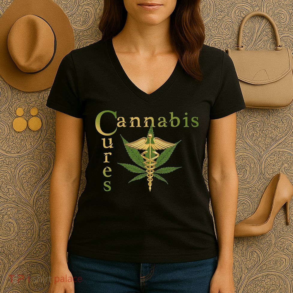 Sour Diesel Cannabis Cures Medical Smoke Weed Support Women's V-Neck T-Shirt