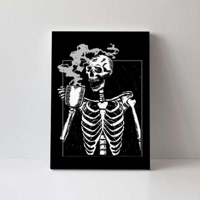 Skeleton Drinking Coffee Caffeine Lover Coffee Brewer Canvas