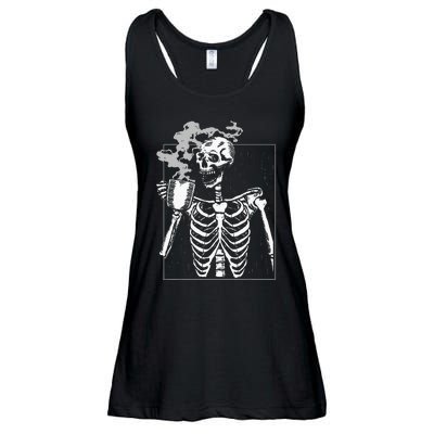 Skeleton Drinking Coffee Caffeine Lover Coffee Brewer Ladies Essential Flowy Tank