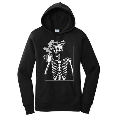 Skeleton Drinking Coffee Caffeine Lover Coffee Brewer Women's Pullover Hoodie