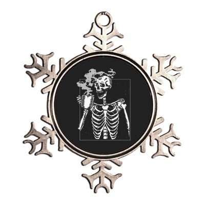 Skeleton Drinking Coffee Caffeine Lover Coffee Brewer Metallic Star Ornament