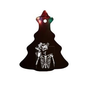 Skeleton Drinking Coffee Caffeine Lover Coffee Brewer Ceramic Tree Ornament