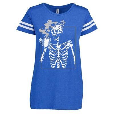 Skeleton Drinking Coffee Caffeine Lover Coffee Brewer Enza Ladies Jersey Football T-Shirt