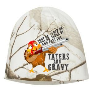 Shut Da Cluck Up Pass The Taters And Gravy Thanksgiving Gift Cute Gift Kati - Camo Knit Beanie