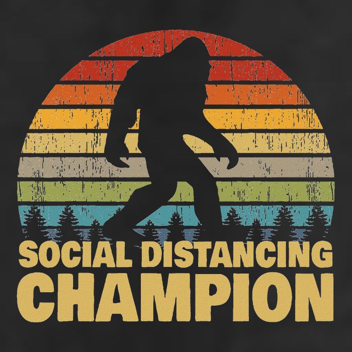 Social Distancing Champion Trendy Meme Funny Bigfoot 7 Panel Mesh Trucker Snapback Hat