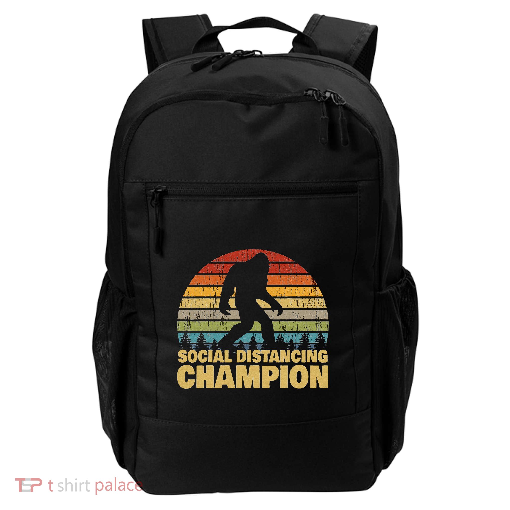 Social Distancing Champion Trendy Meme Funny Bigfoot Daily Commute Backpack