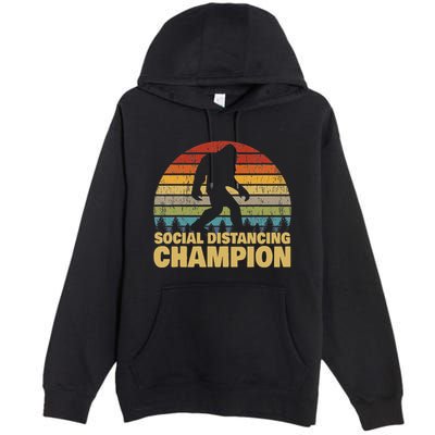 Social Distancing Champion Trendy Meme Funny Bigfoot Premium Pullover Hoodie