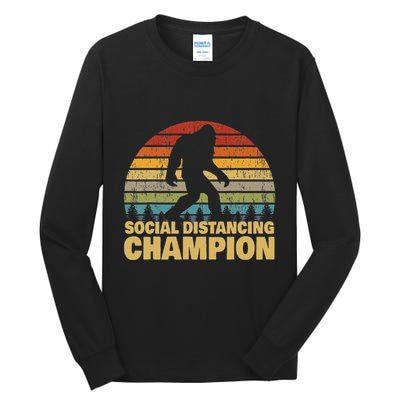 Social Distancing Champion Trendy Meme Funny Bigfoot Tall Long Sleeve T-Shirt