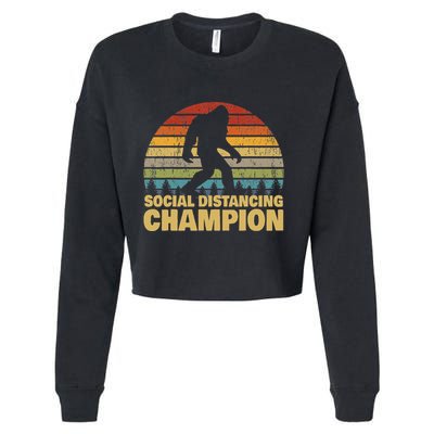 Social Distancing Champion Trendy Meme Funny Bigfoot Cropped Pullover Crew