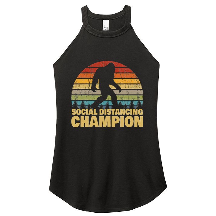 Social Distancing Champion Trendy Meme Funny Bigfoot Women's Perfect Tri Rocker Tank