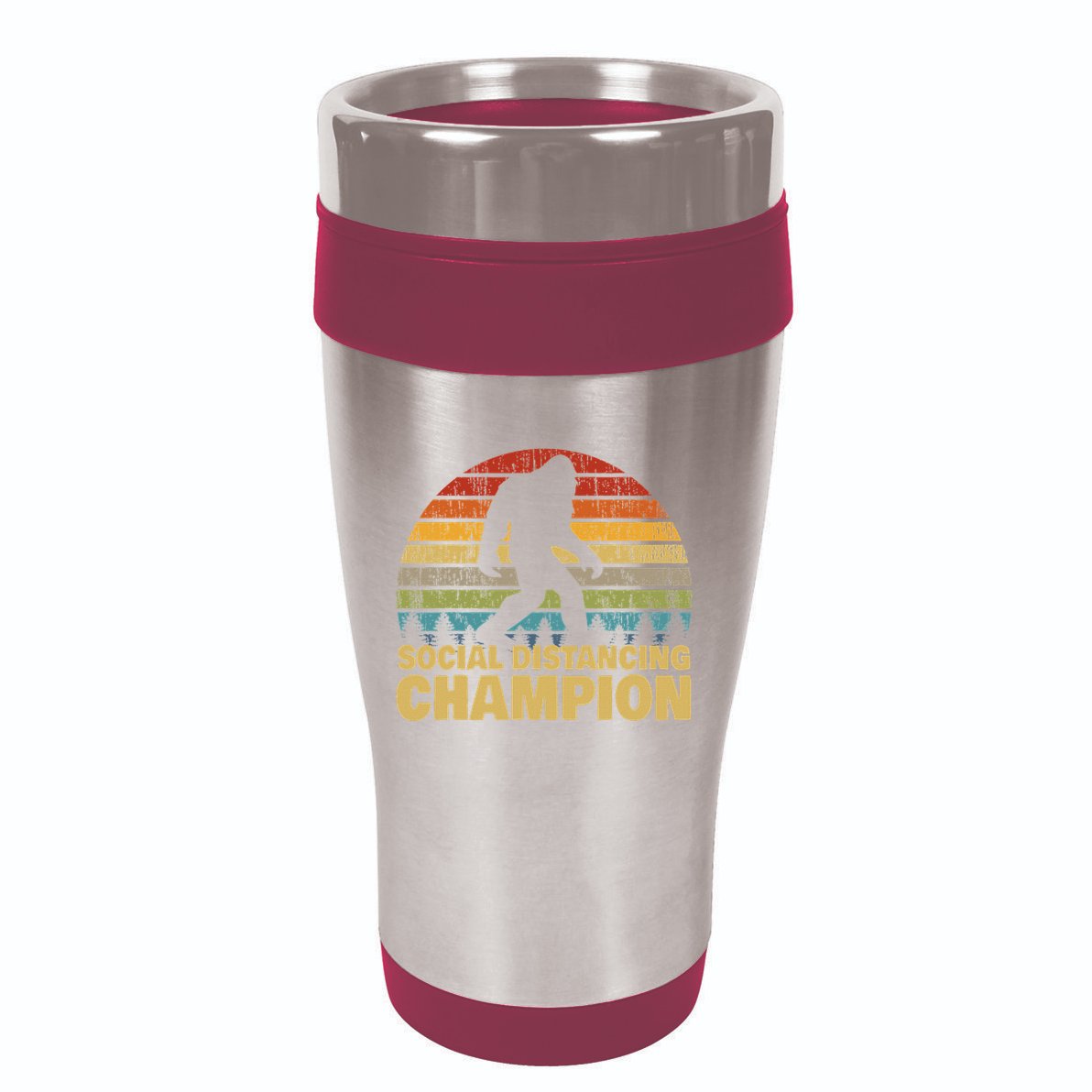 Social Distancing Champion Trendy Meme Funny Bigfoot 16oz Travel Tumbler