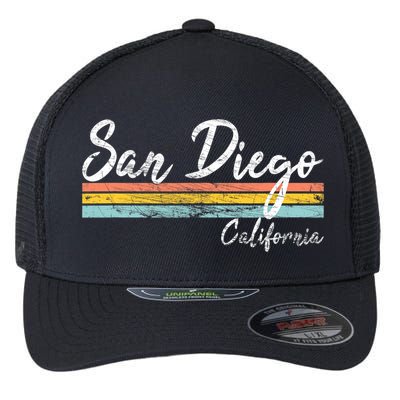 San Diego California Vintage Distressed Design Classic Flexfit Unipanel Trucker Cap