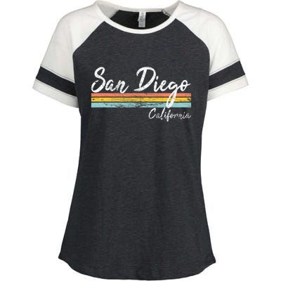 San Diego California Vintage Distressed Design Classic Enza Ladies Jersey Colorblock Tee