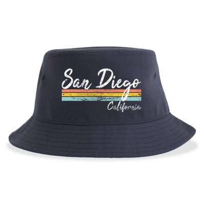 San Diego California Vintage Distressed Design Classic Sustainable Bucket Hat