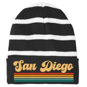 San Diego California Striped Beanie with Solid Band