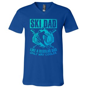 Ski Dad Cool Dad Best Dad Mountains Snowboard Skiing Gift V-Neck T-Shirt