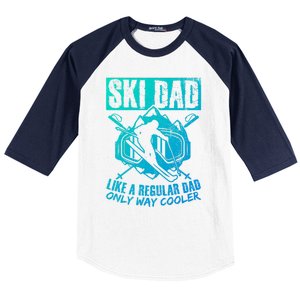 Ski Dad Cool Dad Best Dad Mountains Snowboard Skiing Gift Baseball Sleeve Shirt