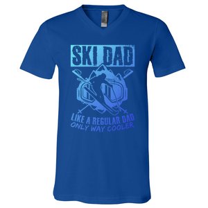 Ski Dad Cool Dad Best Dad Mountains Snowboard Skiing Gift V-Neck T-Shirt