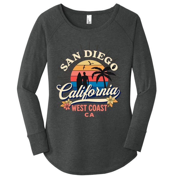 San Diego California Beach Surf Summer Vacation Vintage Funny Gift Women's Perfect Tri Tunic Long Sleeve Shirt