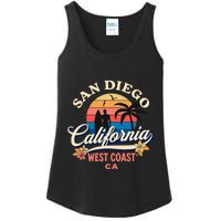 San Diego California Beach Surf Summer Vacation Vintage Funny Gift Ladies Essential Tank