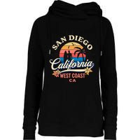 San Diego California Beach Surf Summer Vacation Vintage Funny Gift Womens Funnel Neck Pullover Hood