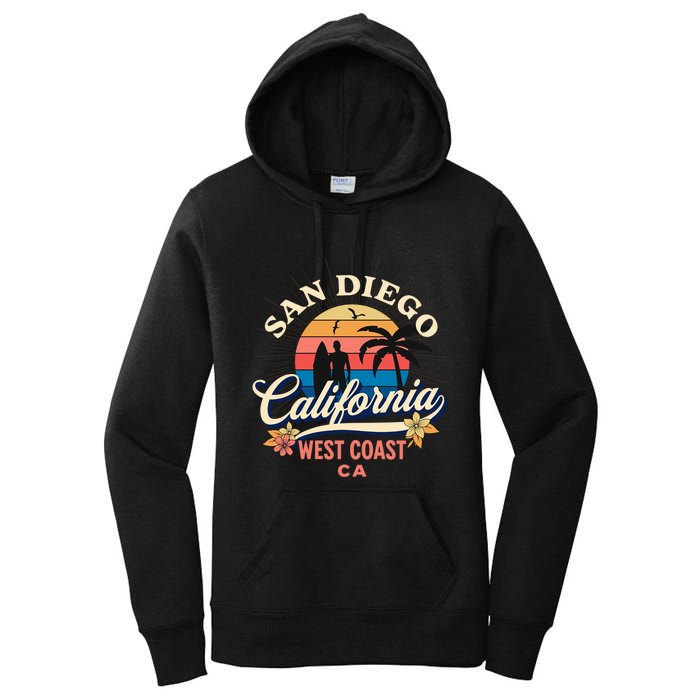 San Diego California Beach Surf Summer Vacation Vintage Funny Gift Women's Pullover Hoodie