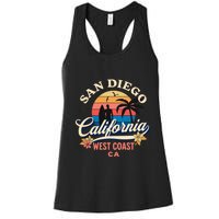 San Diego California Beach Surf Summer Vacation Vintage Funny Gift Women's Racerback Tank