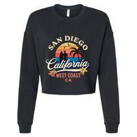 San Diego California Beach Surf Summer Vacation Vintage Funny Gift Cropped Pullover Crew