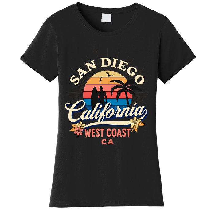 San Diego California Beach Surf Summer Vacation Vintage Funny Gift Women's T-Shirt