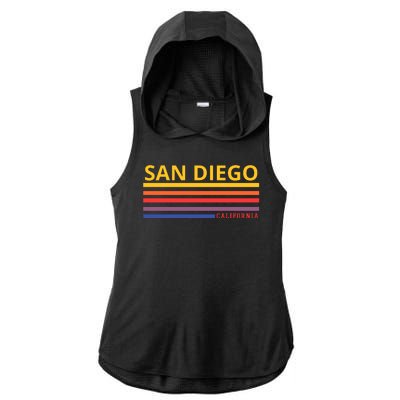 San Diego California Retro Ladies PosiCharge Tri-Blend Wicking Draft Hoodie Tank