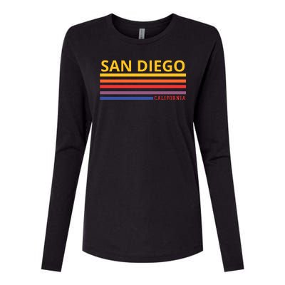 San Diego California Retro Womens Cotton Relaxed Long Sleeve T-Shirt