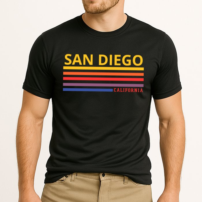 San Diego California Retro Cooling Performance Crew T-Shirt