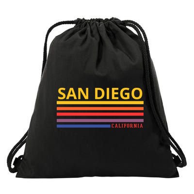 San Diego California Retro Drawstring Bag