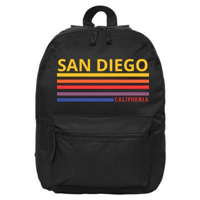 San Diego California Retro 16 in Basic Backpack