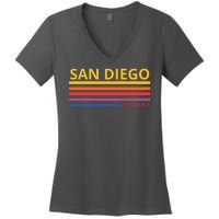 San Diego California Retro Women's V-Neck T-Shirt