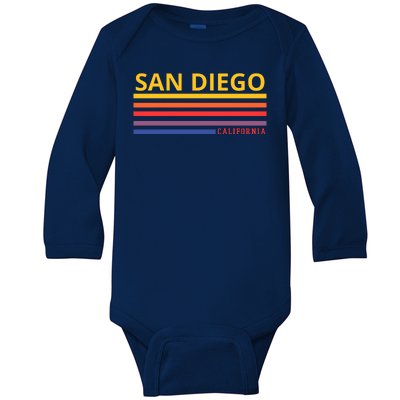 San Diego California Retro Baby Long Sleeve Bodysuit