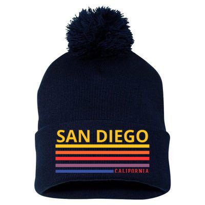 San Diego California Retro Pom Pom 12in Knit Beanie