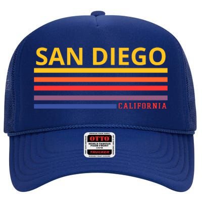 San Diego California Retro High Crown Mesh Back Trucker Hat