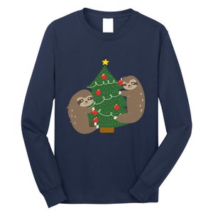 Sloths Decorating Christmas Tree Long Sleeve Shirt