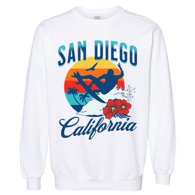 San Diego California Beach Surf Summer Vacation Vintage Garment-Dyed Sweatshirt
