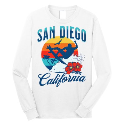 San Diego California Beach Surf Summer Vacation Vintage Long Sleeve Shirt