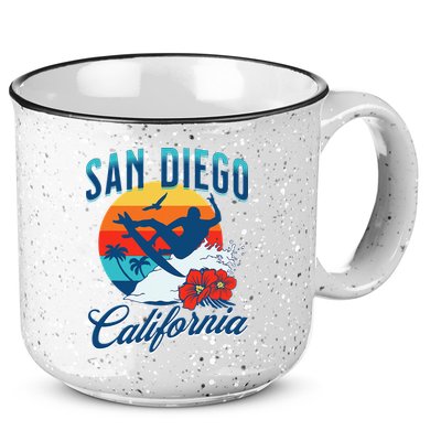 San Diego California Beach Surf Summer Vacation Vintage 15oz Campfire Ceramic Mug