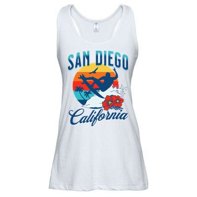 San Diego California Beach Surf Summer Vacation Vintage Ladies Essential Flowy Tank