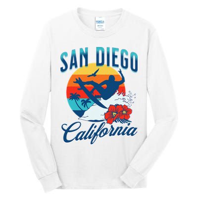 San Diego California Beach Surf Summer Vacation Vintage Tall Long Sleeve T-Shirt