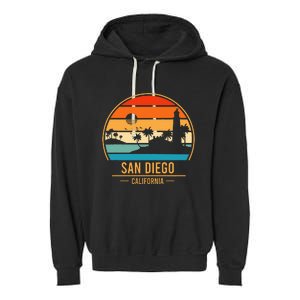 San Diego California Ca Throwback Design Classic Garment-Dyed Fleece Hoodie