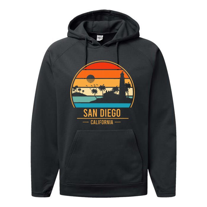 San Diego California Ca Throwback Design Classic Performance Fleece Hoodie