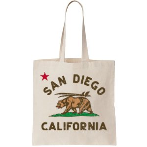 San Diego California Beach Flag Bear Surf Ca Tote Bag