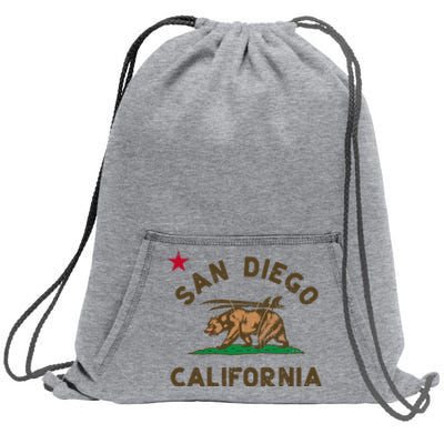 San Diego California Beach Flag Bear Surf Ca Sweatshirt Cinch Pack Bag