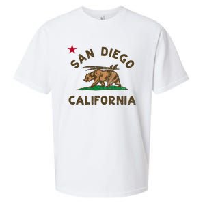 San Diego California Beach Flag Bear Surf Ca Sueded Cloud Jersey T-Shirt