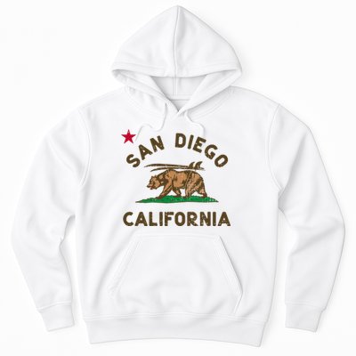 San Diego California Beach Flag Bear Surf Ca Hoodie